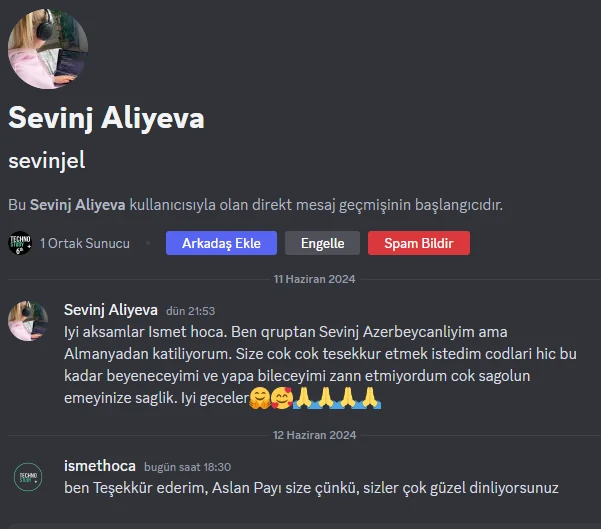 Java anlatımı hakkında öğrenci mesajı